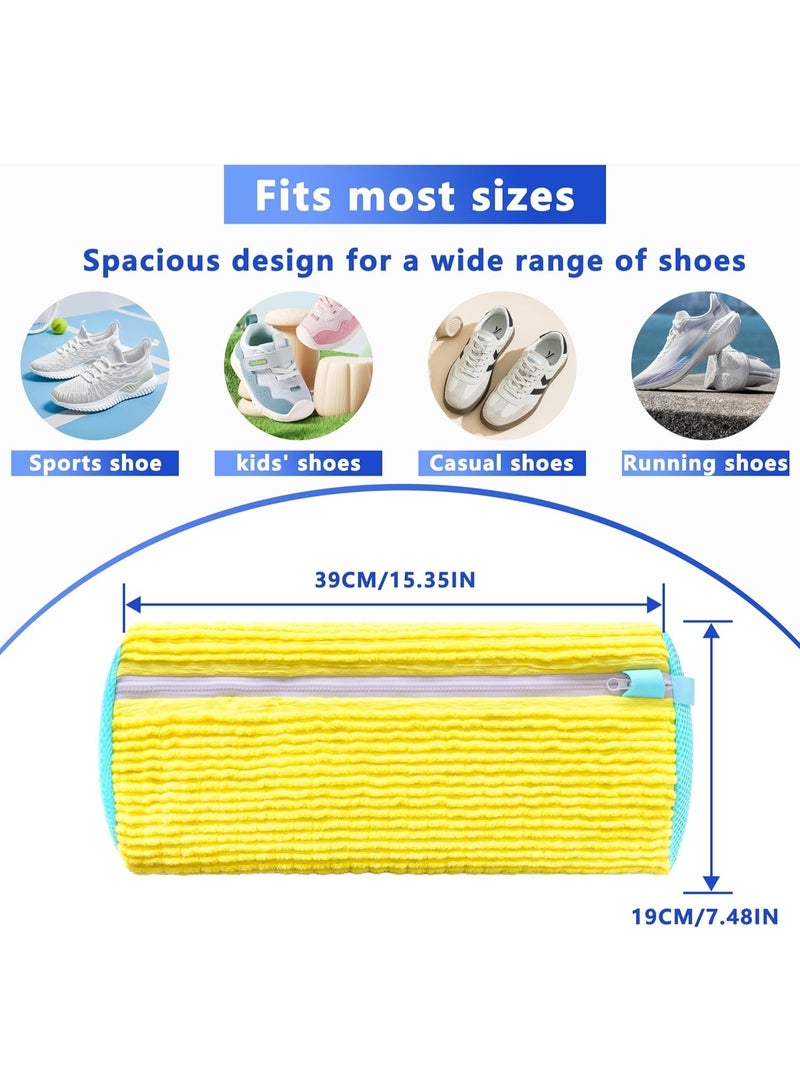 Happy Home 1Pcs Reusable Shoe Washing Machine Bag for Washer and Dryer – Hands-Free Shoe Cleaning, 360° Deep Cleaning with Over 1000 Chenille Bristles, Zipper Protection Design, Prevents Deformation, Durable and Reusable Laundry Bag for All Shoes, Sneakers, Sports Shoes, Running Shoes, Kids’ Shoes – Yellow - Image 2